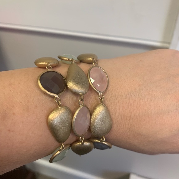 3 strand gold tone toggle bracelet - Picture 3 of 4